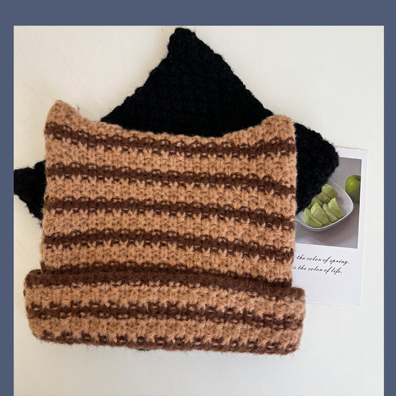 Knitted Acrylic Cat Beanie Hat