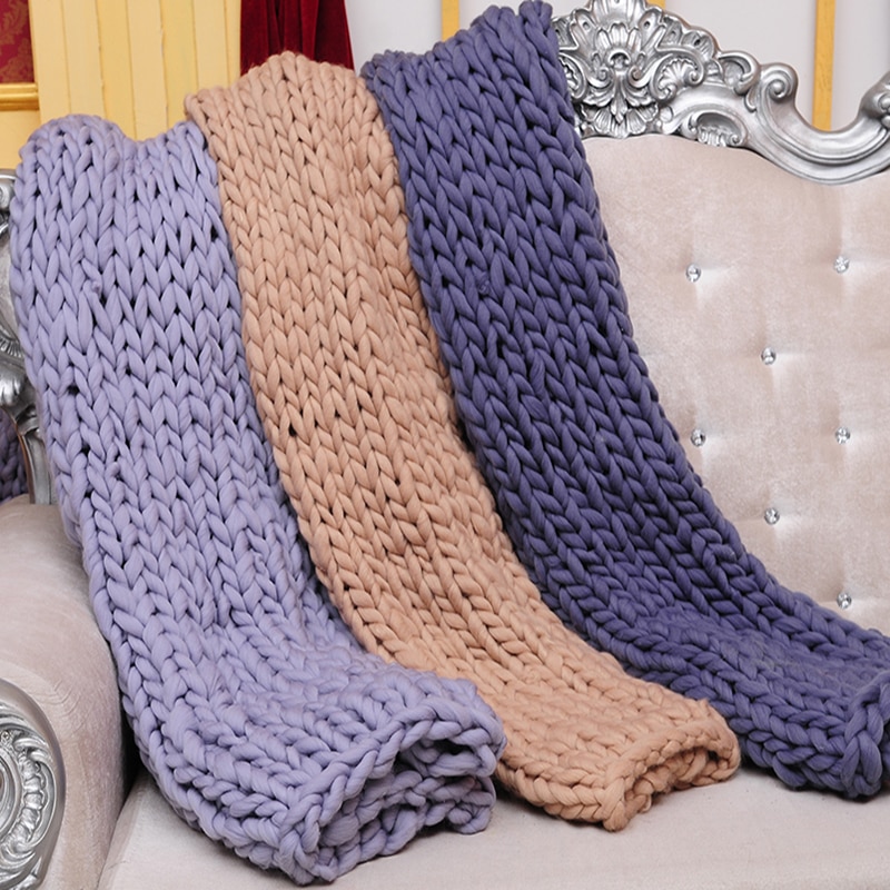 Knitted Blanket Large Yarn Knitting