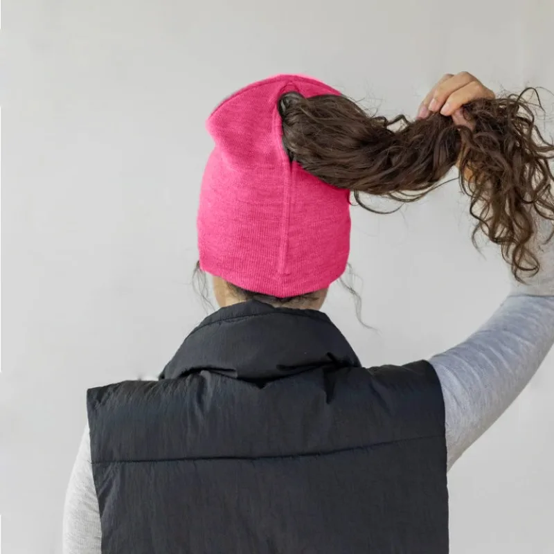 Knitted Cap Magnetic Cap Opening Ponytail Cap Wool Cap Pullover Cap Automatic Magnetic Cap hats for women