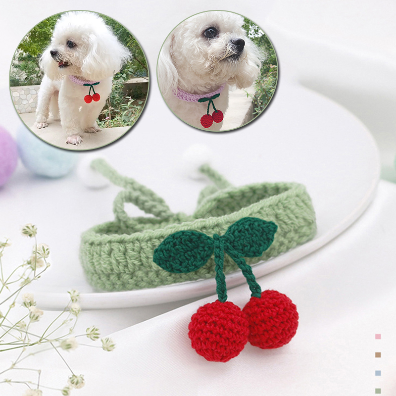 Knitted Cherry Dog Collar Knitted Cherry Dog Collar
