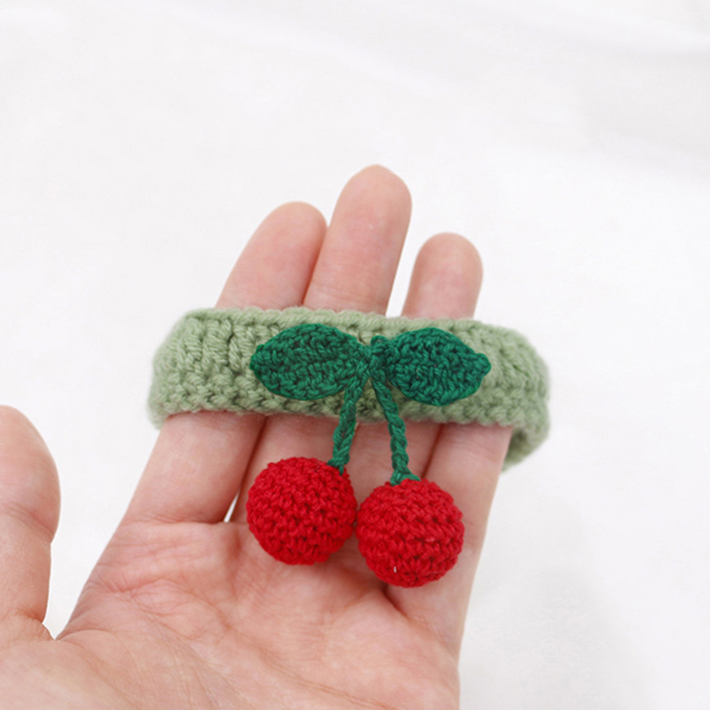 Knitted Cherry Dog Collar
