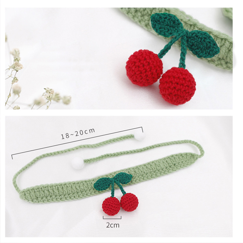 Knitted Cherry Dog Collar
