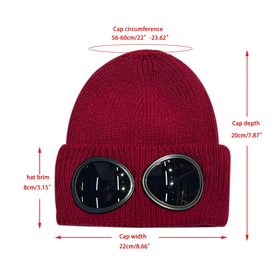Knitted Hat with Goggles Windproof Winter Warmer Ski Beanies Soft Warm Anti-slip Ear