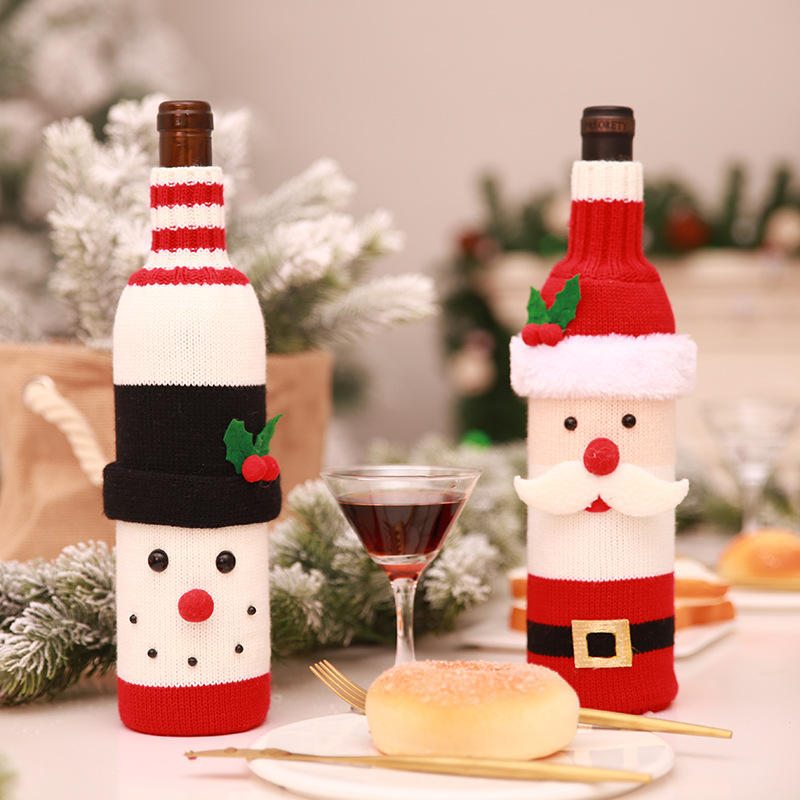 Knitted Santa Wine Bottle Cover