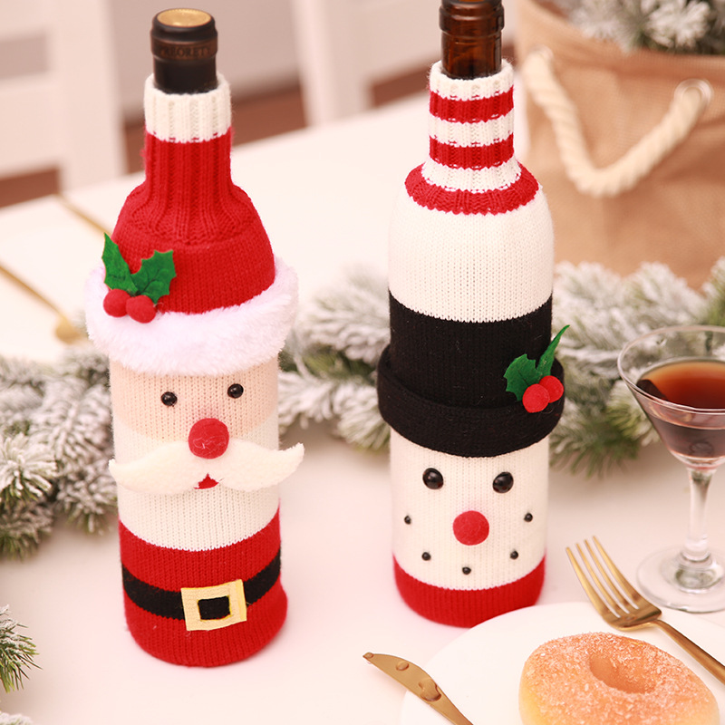 Knitted Santa Wine Bottle Cover Knitted Santa Wine Bottle Cover