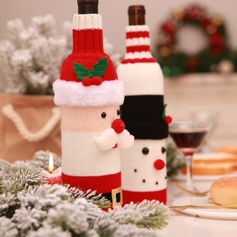 Knitted Santa Wine Bottle Cover Knitted Santa Wine Bottle Cover