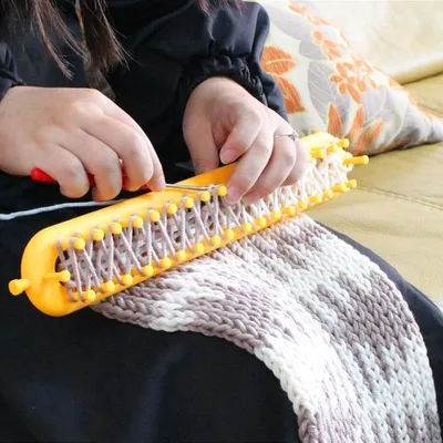 Knitting Loom Craft Weaving Loom Knitting Kit Plastic Pompom Sock Hat Scarf Scarves Maker Plastic Long Handle DIY