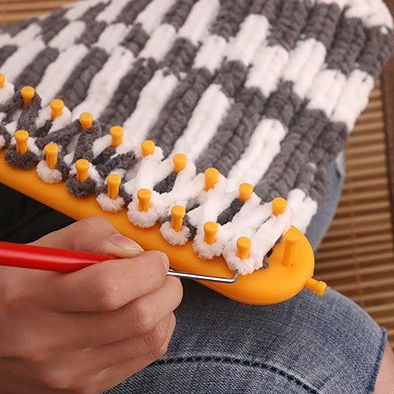 Knitting Loom Craft Weaving Loom Knitting Kit Plastic Pompom Sock Hat Scarf Scarves Maker Plastic Long Handle DIY