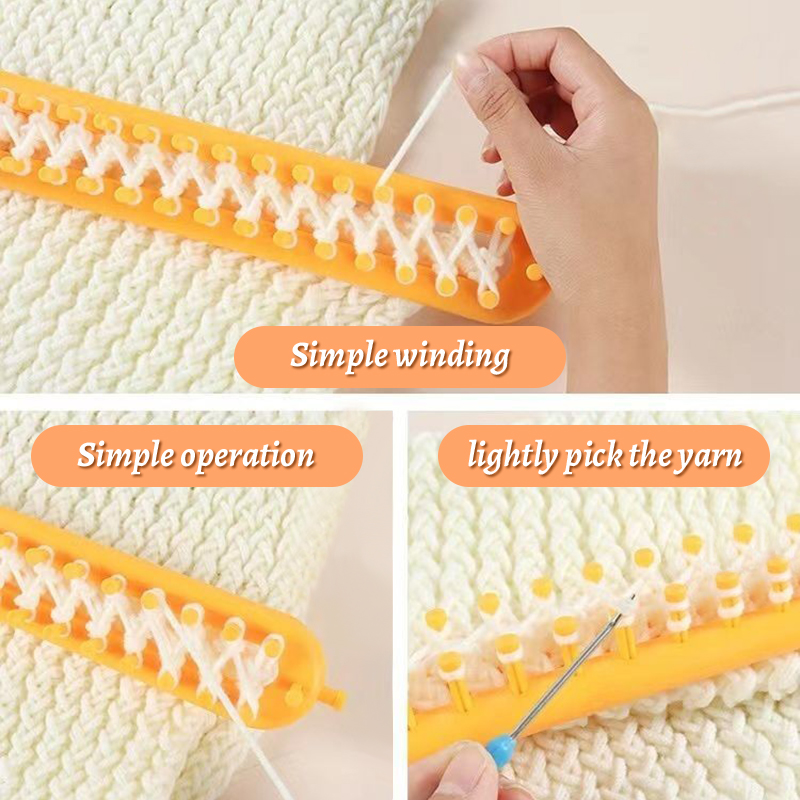 Knitting Loom Craft Weaving Loom Knitting Kit Plastic Pompom Sock Hat Scarf Scarves Maker Plastic Long Handle DIY