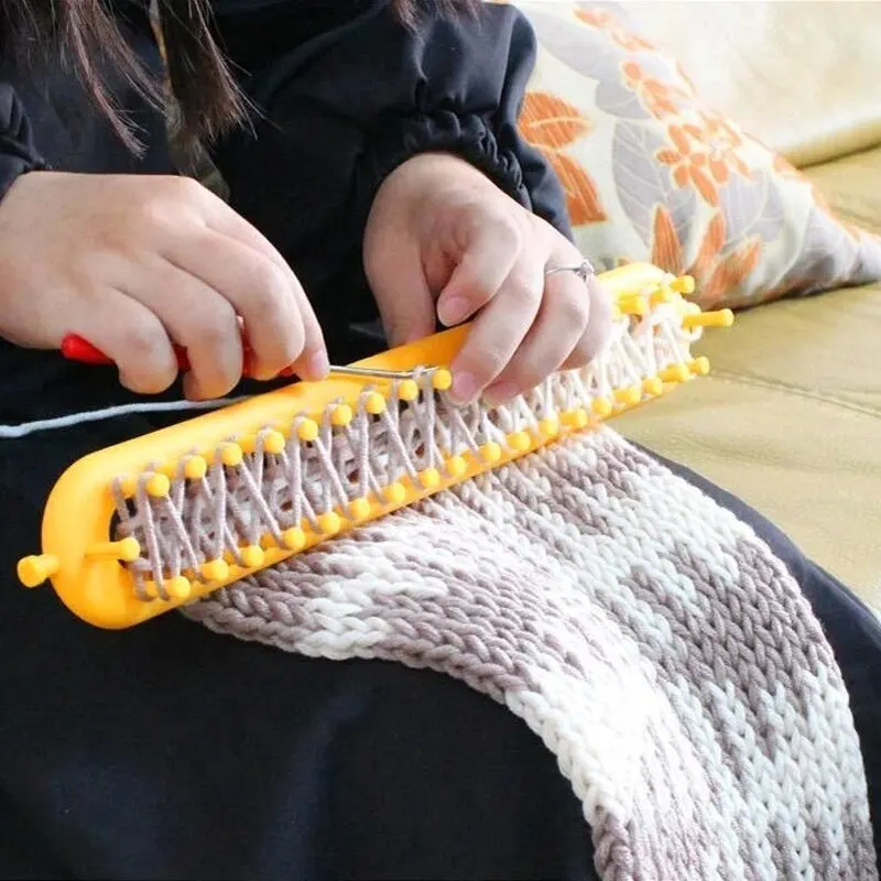Knitting Loom DIY Craft Weaving Loom Plastic Pompom Sock Hat Shawl Stitching Tool Scarves Maker Crochet Long Handle Knitting Loom DIY Craft Weaving Loom Plastic Pompom Sock Hat Shawl Stitching Tool Scarves Maker Crochet Long Handle