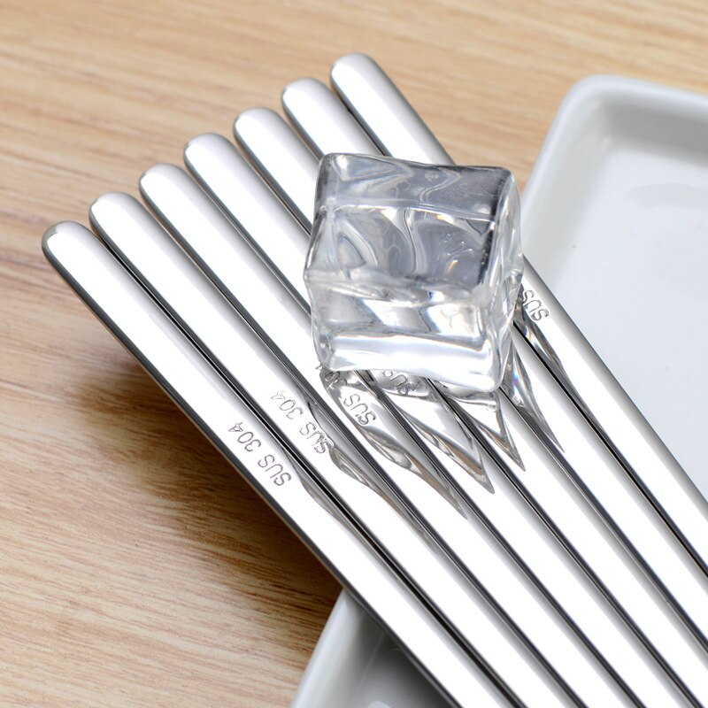 Korean Flat Chopsticks Stainless Utensils