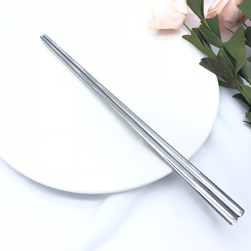 Korean Flat Chopsticks Stainless Utensils
