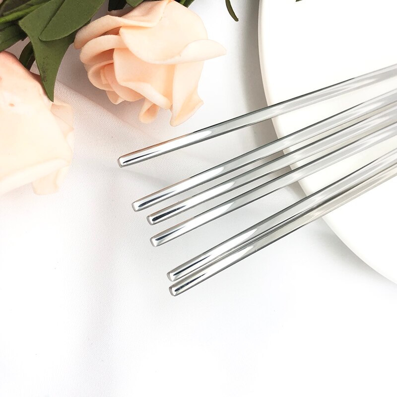 Korean Flat Chopsticks Stainless Utensils