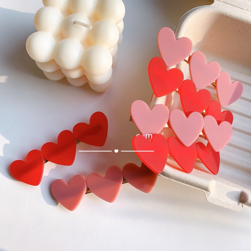 Korean Style Heart Shaped Hair Clips (2 pcs)