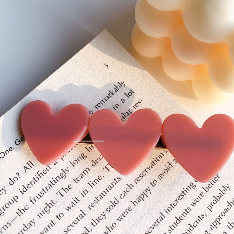 Korean Style Heart Shaped Hair Clips (2 pcs)