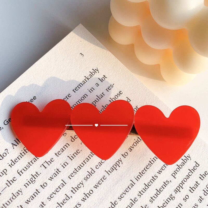 Korean Style Heart Shaped Hair Clips (2 pcs)