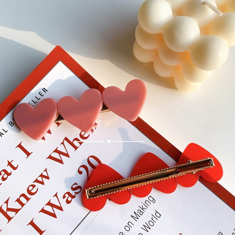 Korean Style Heart Shaped Hair Clips (2 pcs)