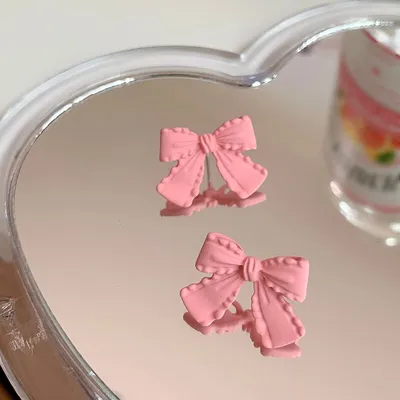 Korean Style Ribbon Bow Earrings (2 pcs)