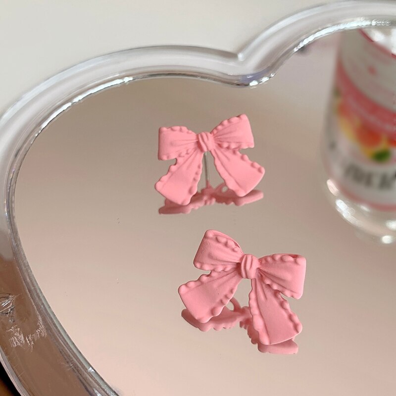 Korean Style Ribbon Bow Earrings (2 pcs)