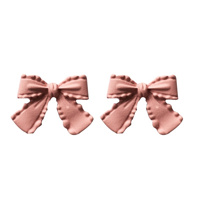 Korean Style Ribbon Bow Earrings (2 pcs)