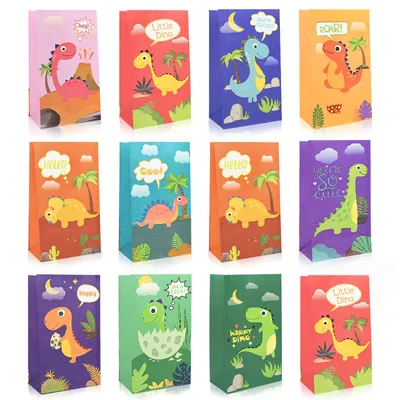 Kraft Paper Dinosaur Goodie Bags (10Pcs)