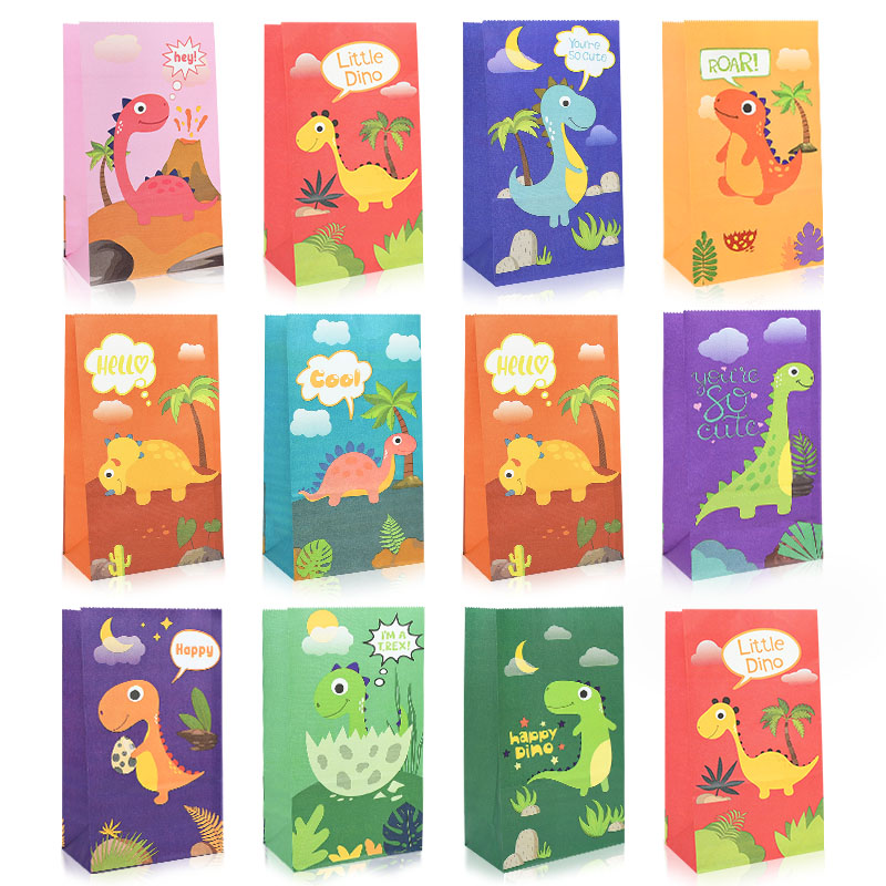 Kraft Paper Dinosaur Goodie Bags (10Pcs)