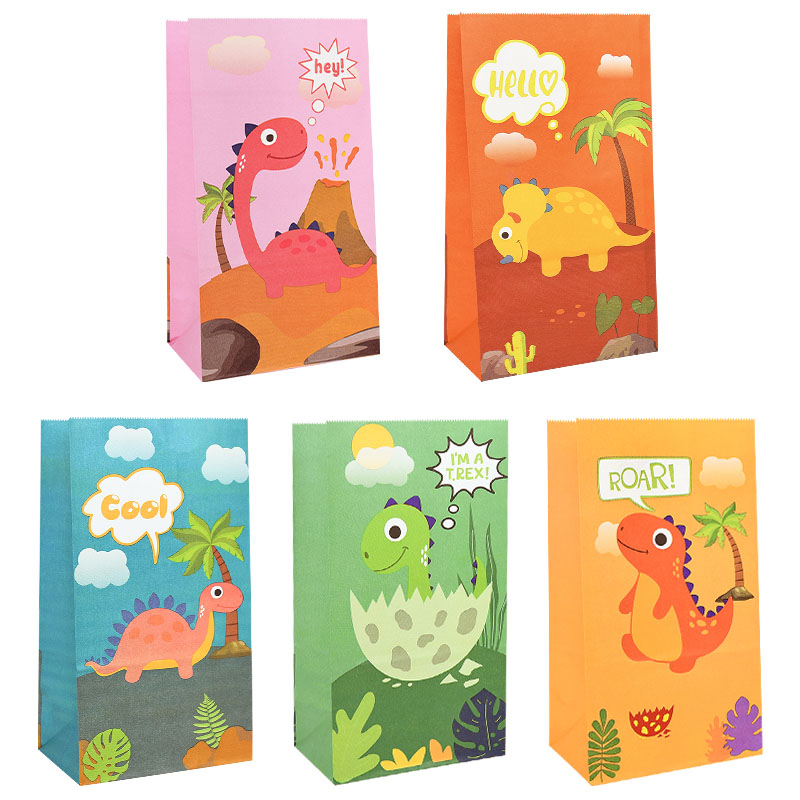 Kraft Paper Dinosaur Goodie Bags (10Pcs)