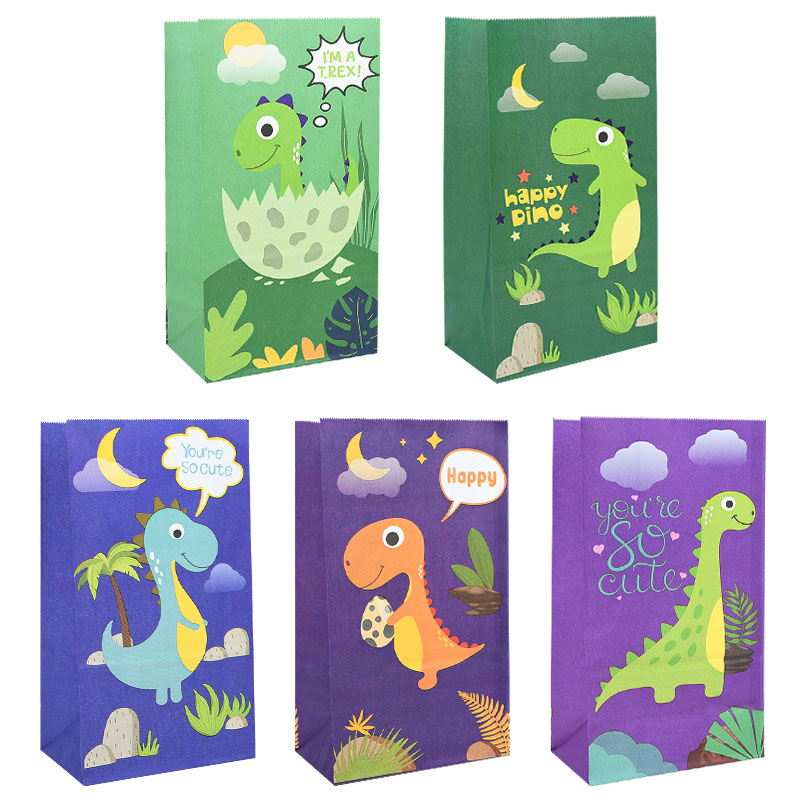 Kraft Paper Dinosaur Goodie Bags (10Pcs)