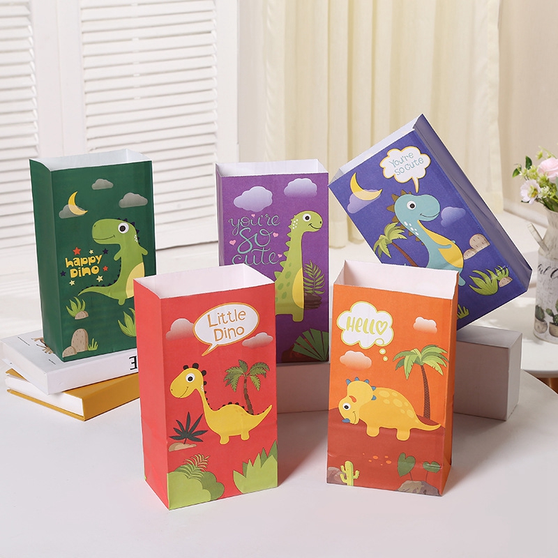 Kraft Paper Dinosaur Goodie Bags (10Pcs)