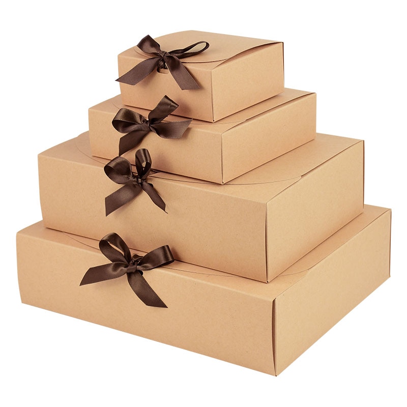 Kraft Paper Gift Box with Ribbon
