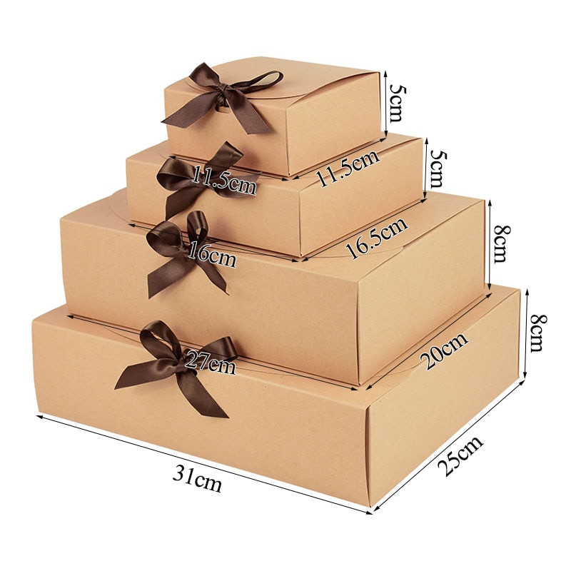 Kraft Paper Gift Box with Ribbon Kraft Paper Gift Box with Ribbon