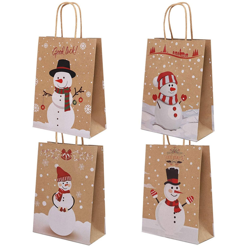 Kraft Paper Holiday Gift Bags (12 Pcs)