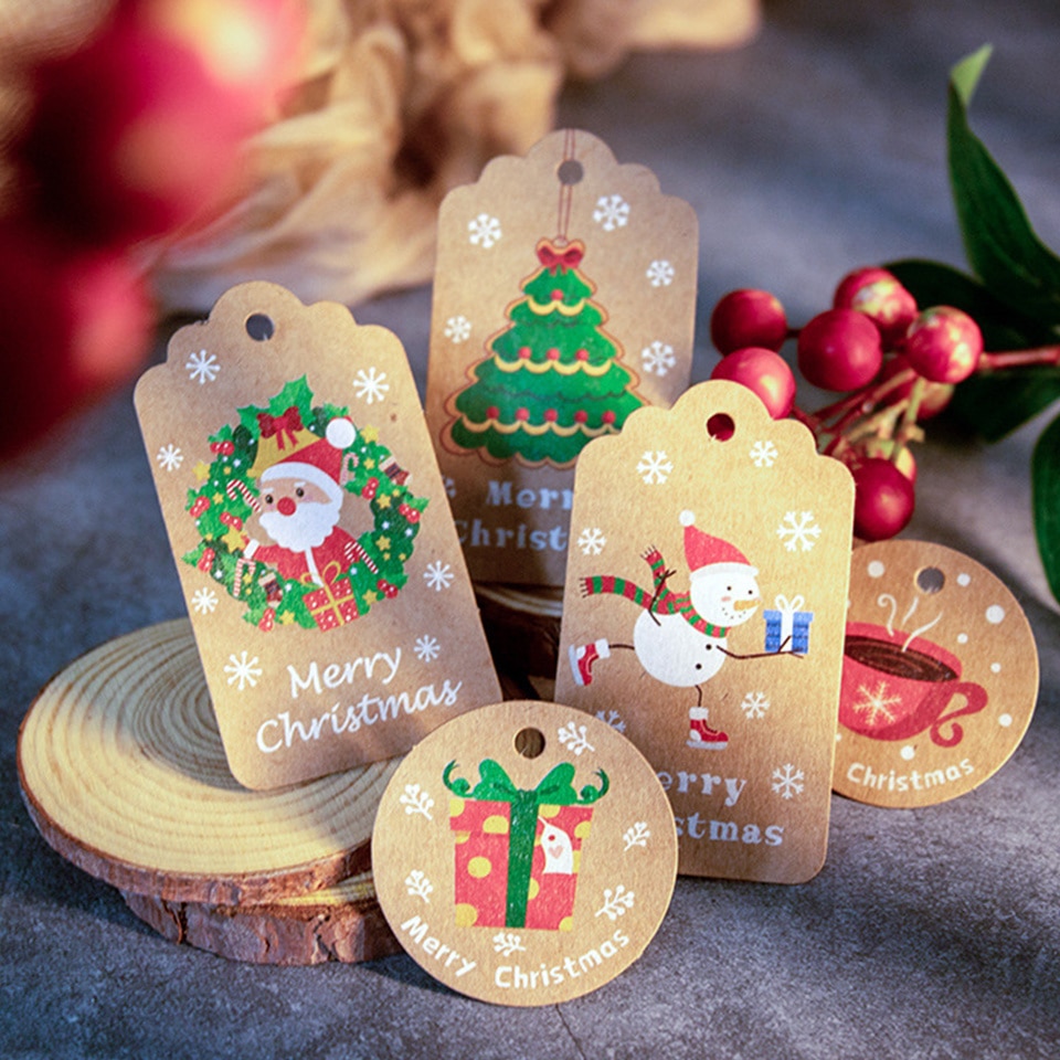 Kraft Paper Holiday Gift Tags with Rope (50 pcs)