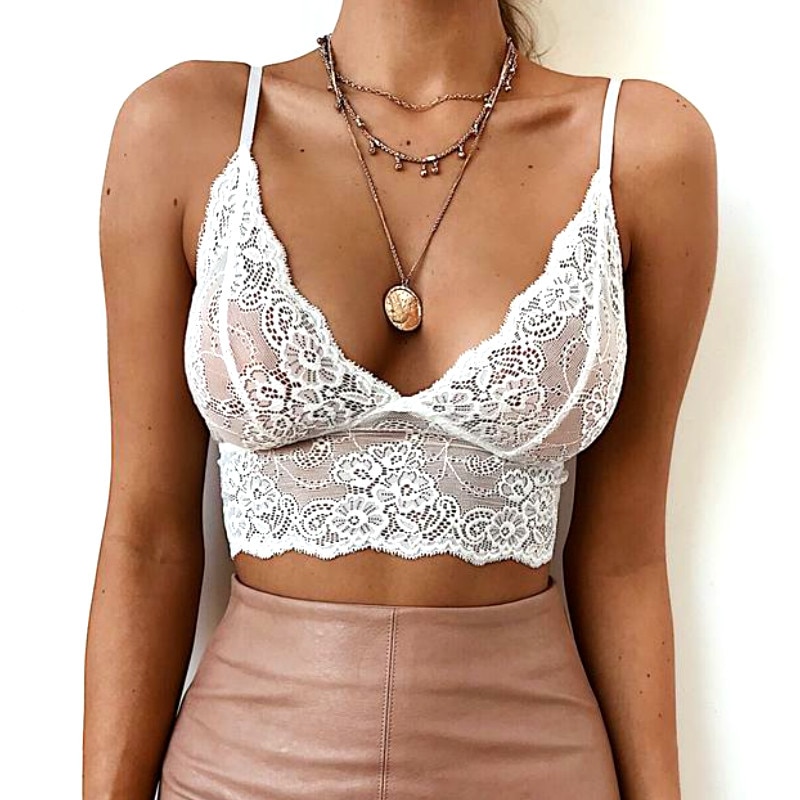 Lace Crop Top Deep V-Neck Lace Crop Top Deep V-Neck