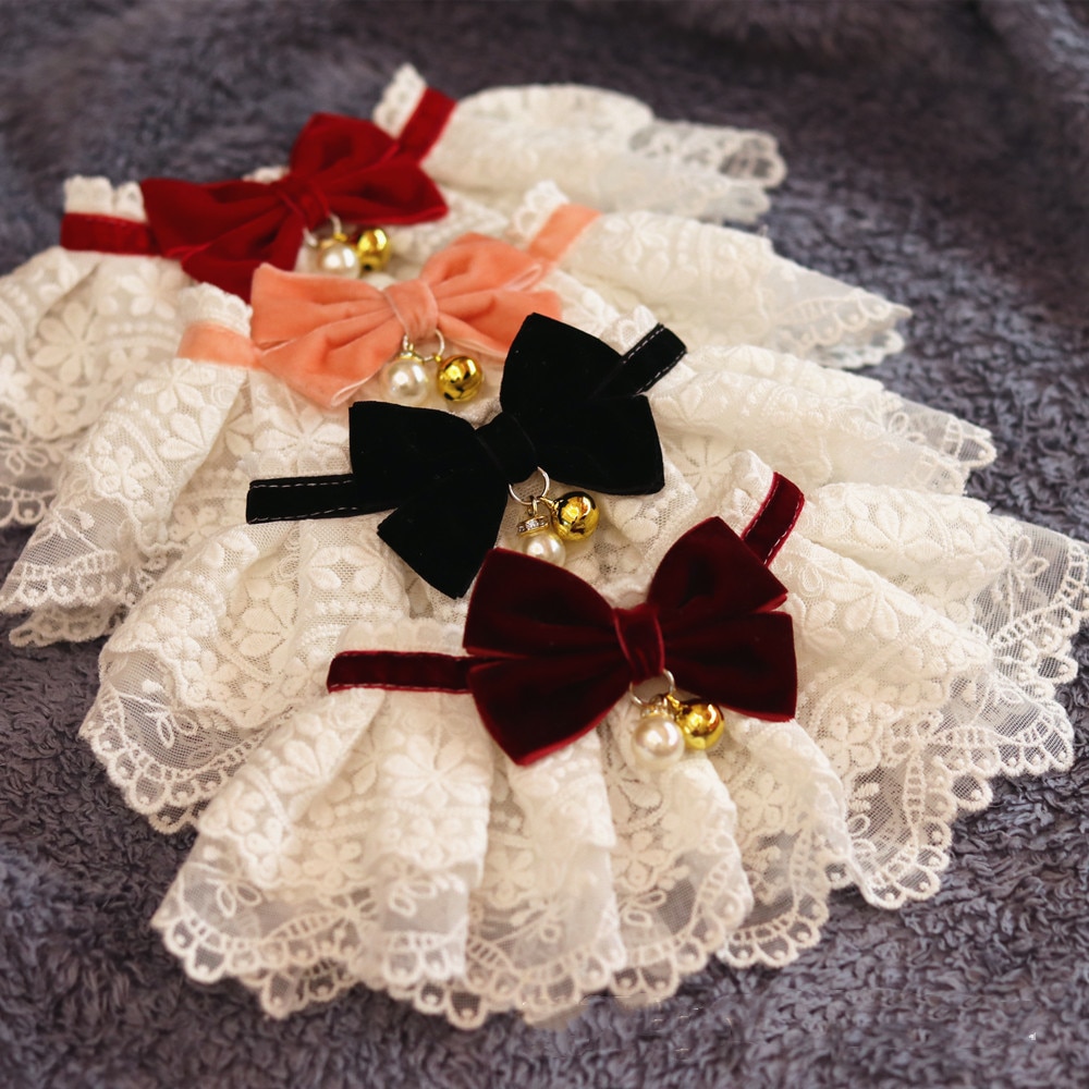 Lace Dog Collar with Bow and Belll