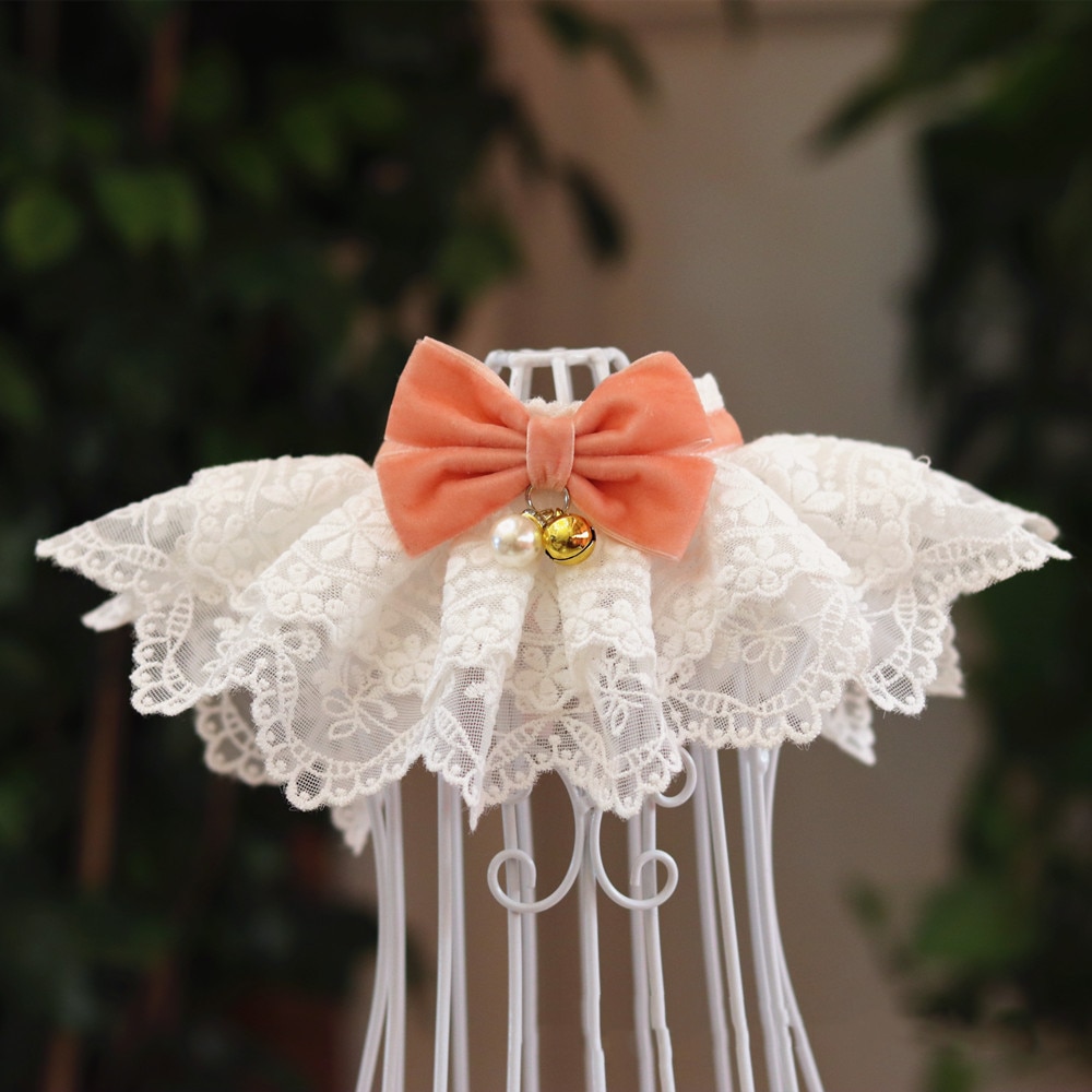 Lace Dog Collar with Bow and Belll Lace Dog Collar with Bow and Belll