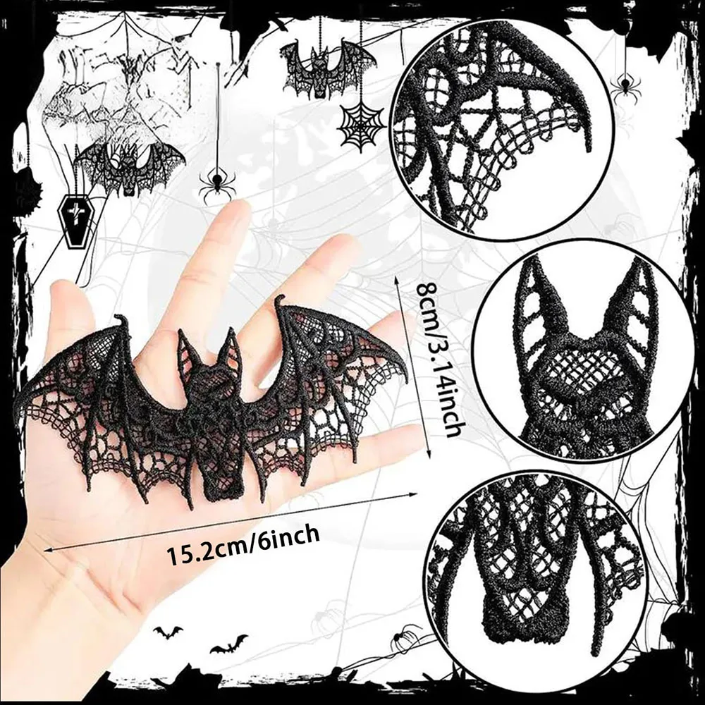 Lace Halloween Bat Ghost Festival Decoration Black Halloween Decoration Accessory For Diy Clothing Lace Halloween Bat Ghost Festival Decoration Black Halloween Decoration Accessory For Diy Clothing