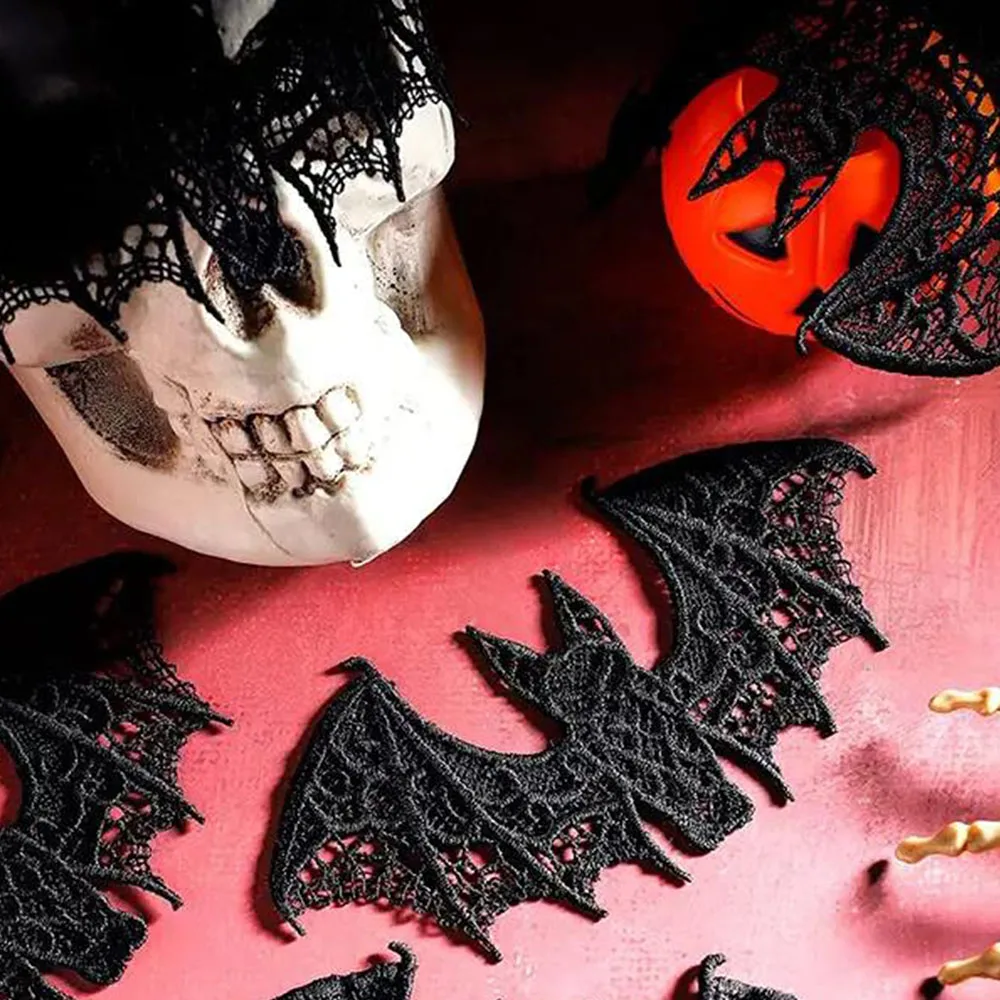 Lace Halloween Bat Ghost Festival Decoration Black Halloween Decoration Accessory For Diy Clothing Lace Halloween Bat Ghost Festival Decoration Black Halloween Decoration Accessory For Diy Clothing