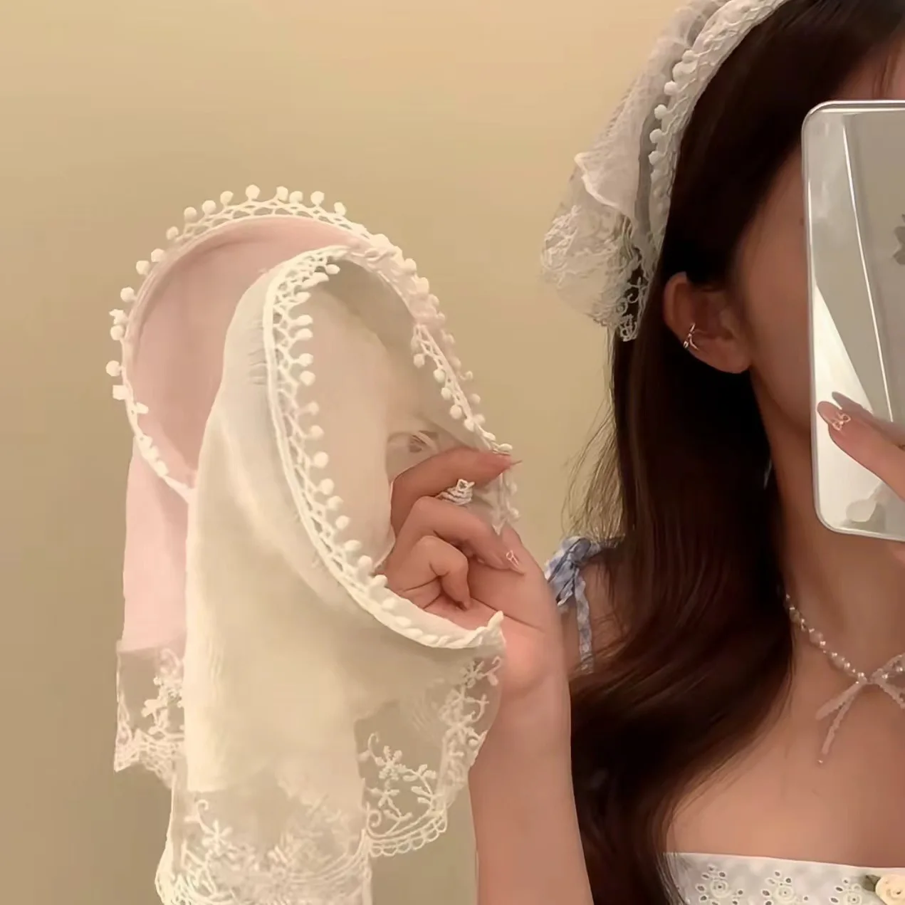 Lace Triangular Hair Scarf Headband Square Headscarf Hairband Turban Bandage Bandana Headband Women Headwarp Hair