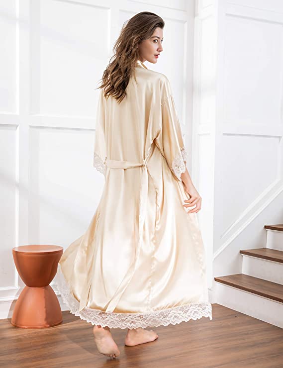 Laced Satin Silk Bridal Robe Laced Satin Silk Bridal Robe