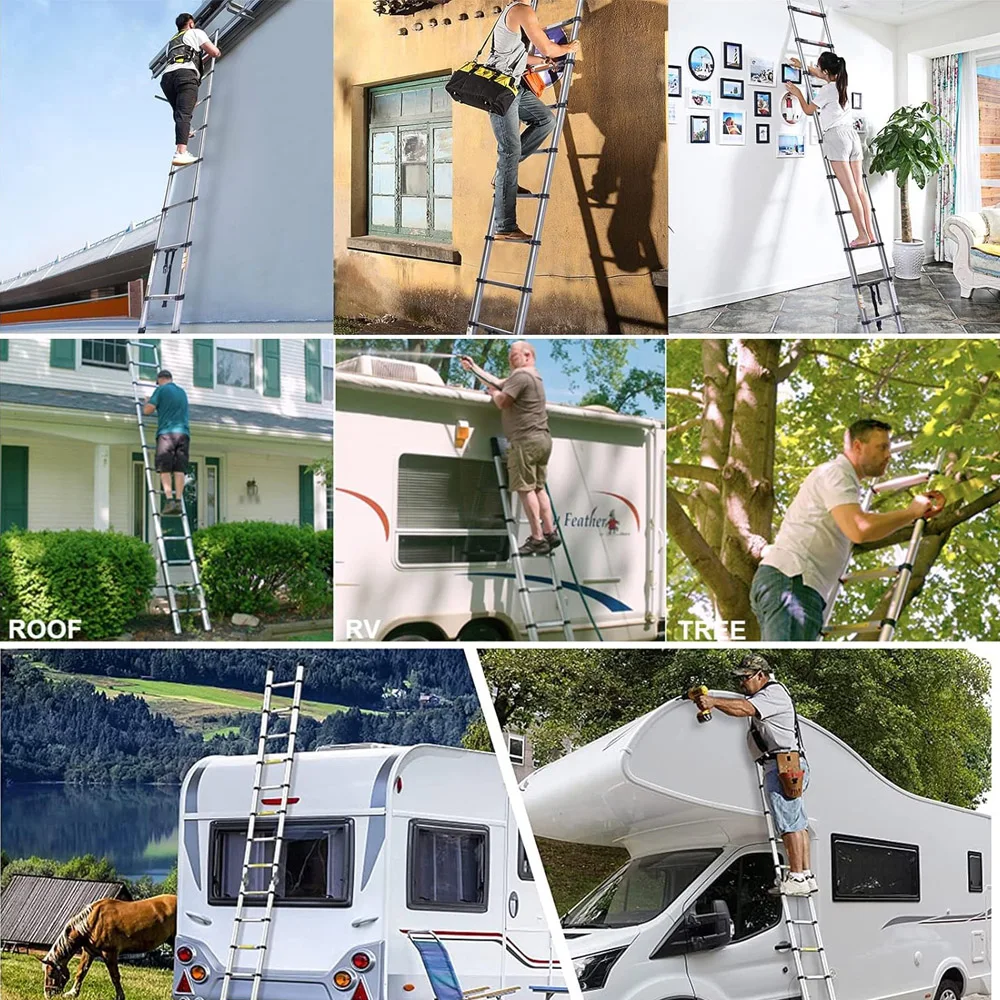 Ladders Extendable Telescopic 5M Heavy Duty Multi Purpose Straight Loft Ladder Portable Folding Stainless Steel Ladder Ladders Extendable Telescopic 5M Heavy Duty Multi Purpose Straight Loft Ladder Portable Folding Stainless Steel Ladder