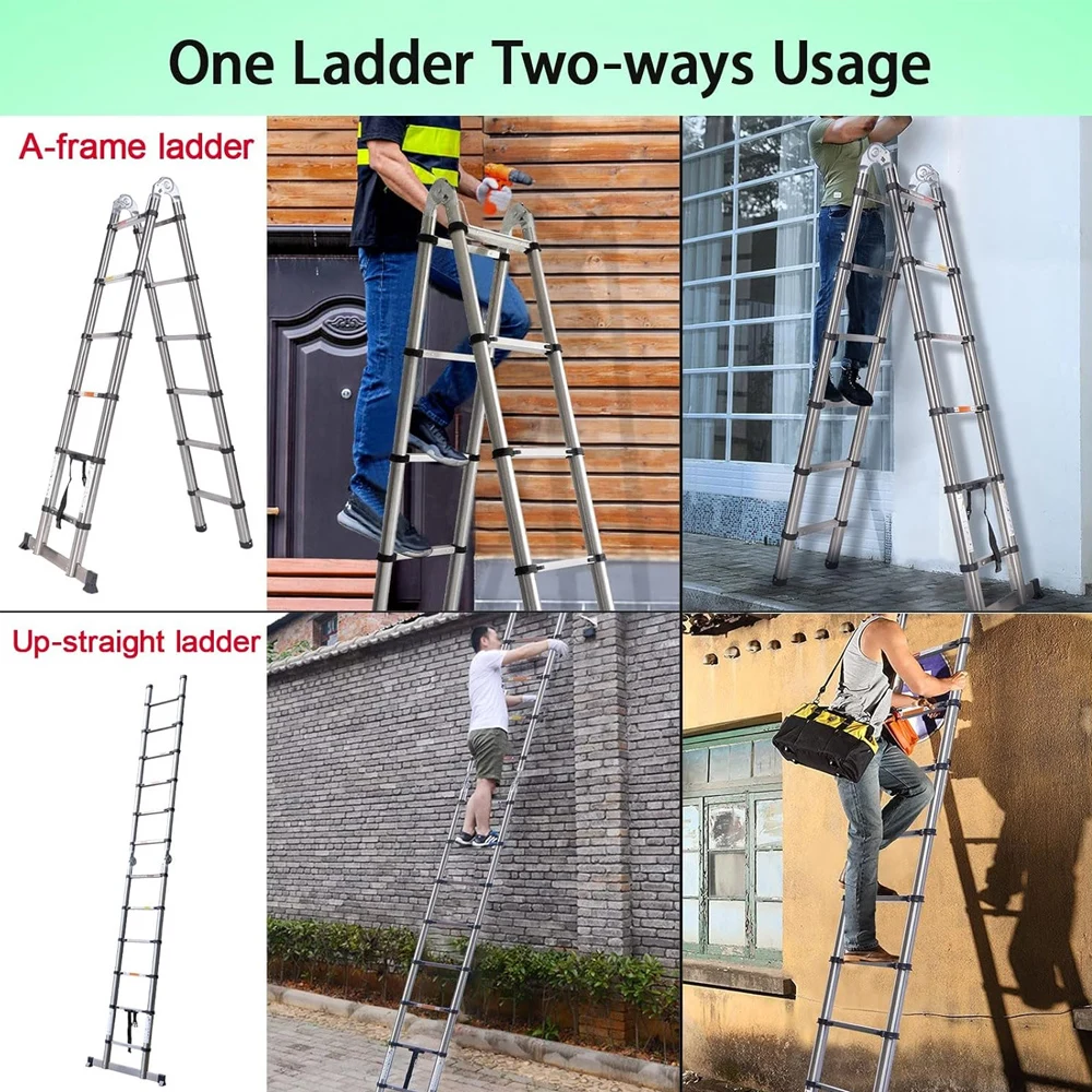 Ladders Extendable Telescopic 5M Heavy Duty Multi Purpose Straight Loft Ladder Portable Folding Stainless Steel Ladder Ladders Extendable Telescopic 5M Heavy Duty Multi Purpose Straight Loft Ladder Portable Folding Stainless Steel Ladder