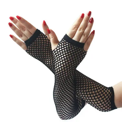 Ladies Arm Warmer Fishnet Fingerless Gloves