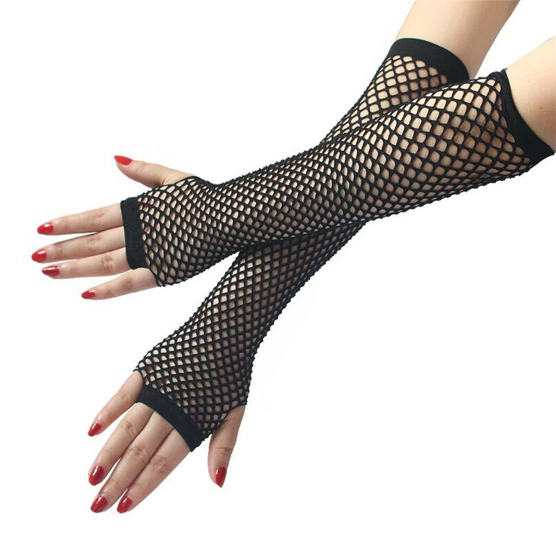 Ladies Arm Warmer Fishnet Fingerless Gloves