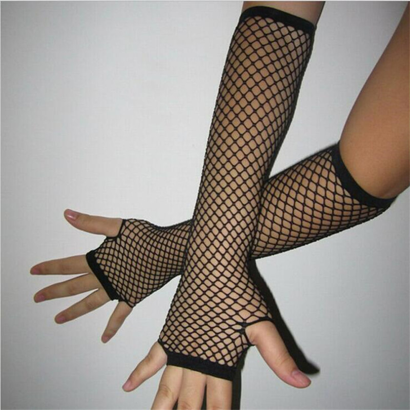 Ladies Arm Warmer Fishnet Fingerless Gloves