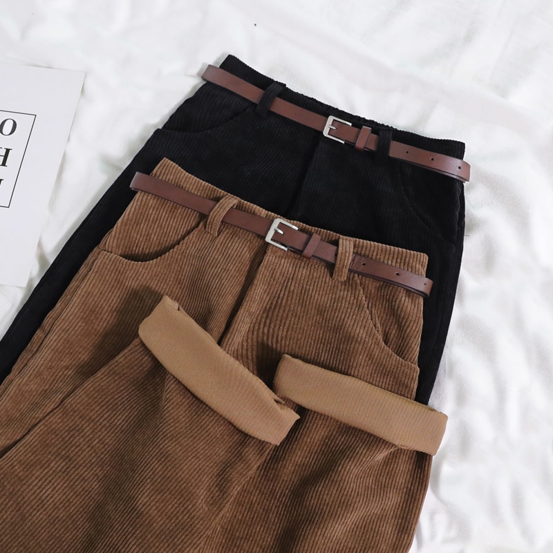 Ladies Corduroy Pants with Belt Ladies Corduroy Pants with Belt