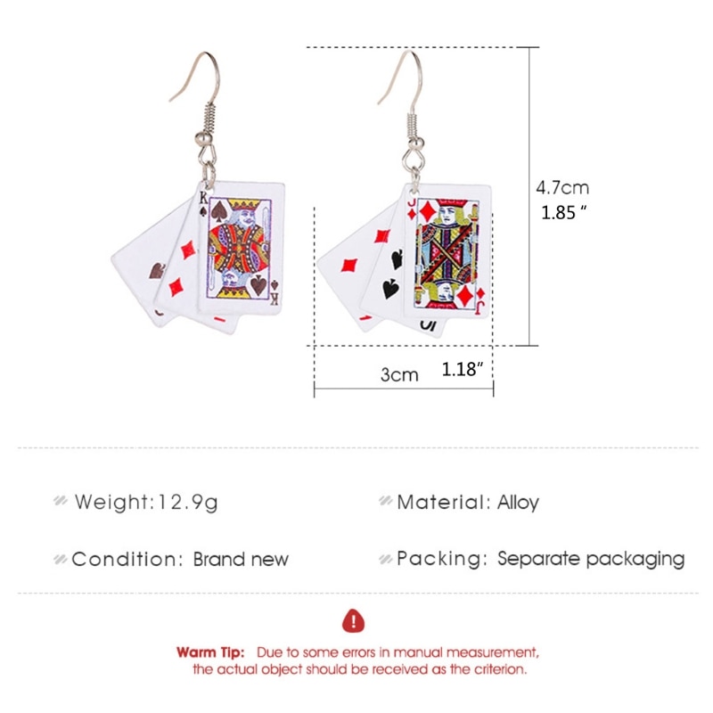 Ladies Creative Playing Card Earrings
