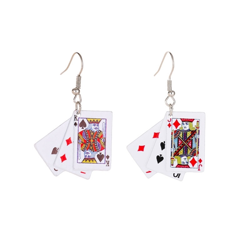Ladies Creative Playing Card Earrings