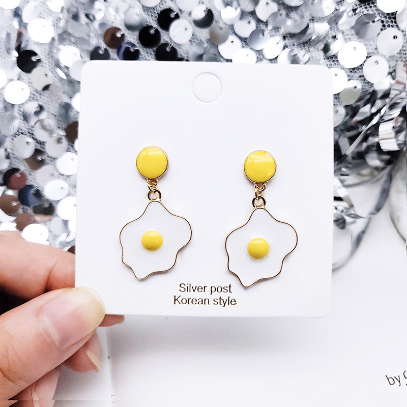 Ladies Cute Fried Egg Earrings