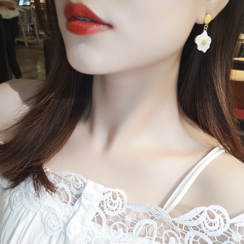Ladies Cute Fried Egg Earrings